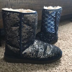 UGGs Color changing blue and silver sequins